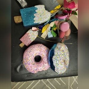 Glittery Pink and Blue Donut Party Decorations
